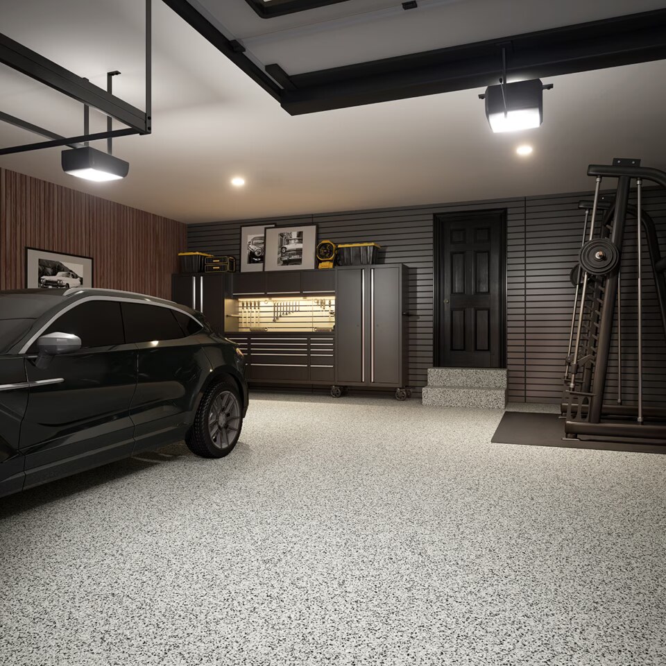 Epoxy flake flooring close-up